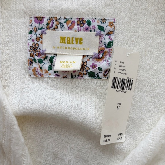 Maeve Rafaela Surplice Wrap Front Sweater Medium Anthropologie Ivory NEW NWT - Picture 6 of 9